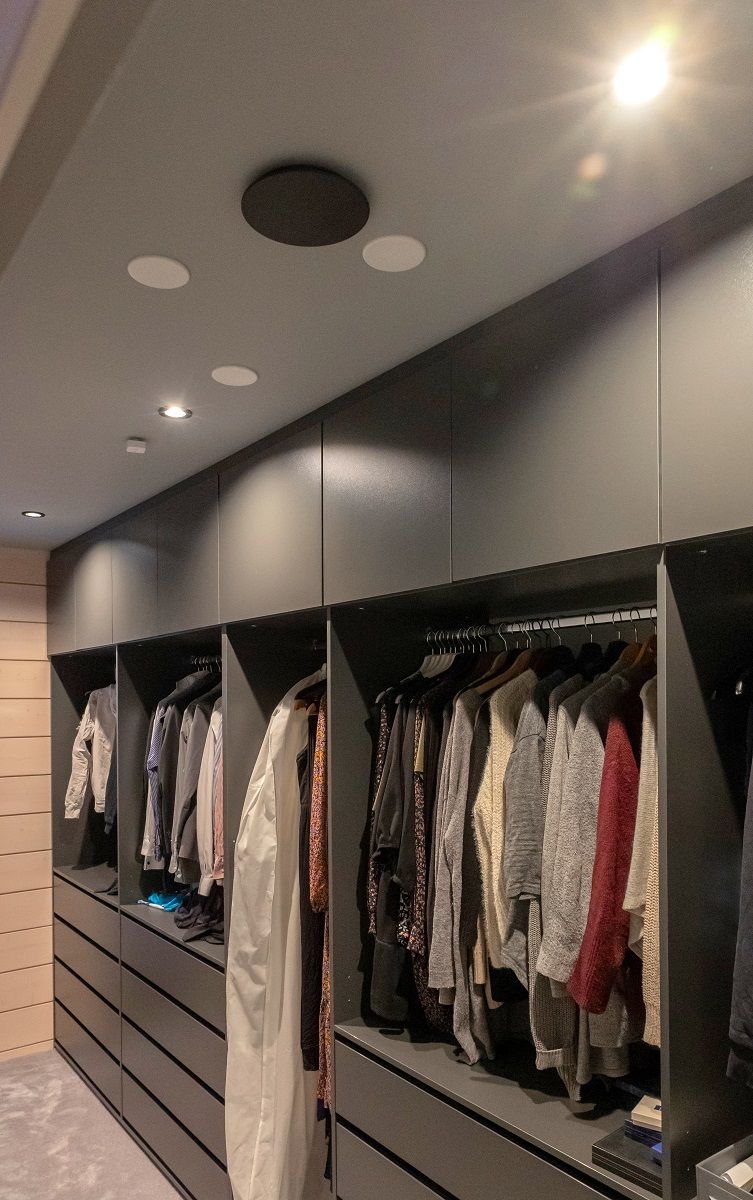 The wardrobe spots are functionally placed close to the clothes rails